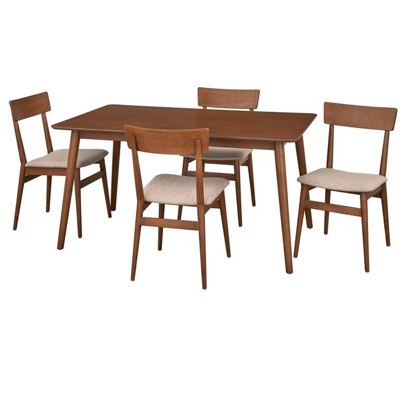 Newington Walnut and Mocha Mid-Century 5-Piece Dining Set