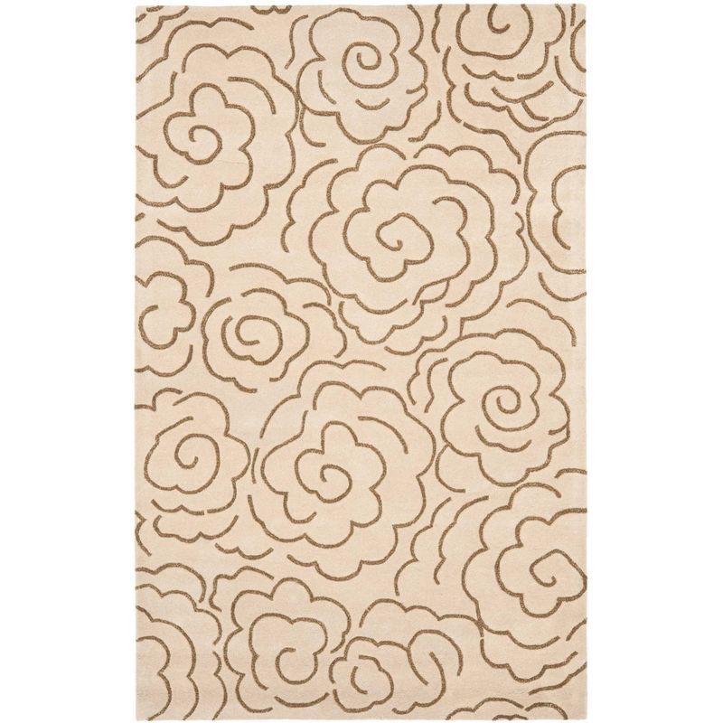 Handmade Beige and Multi Tufted Wool Area Rug