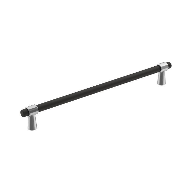 Modern Matte Black and Chrome Cabinet Bar Pull with Mounting Hardware