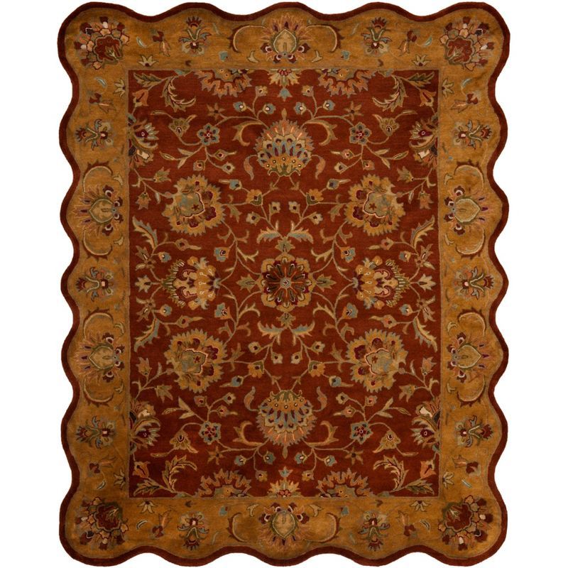 Handmade Red and Natural Wool Tufted Area Rug, 7'6" x 9'6"