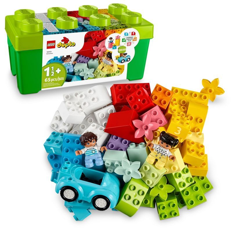 Colorful 65-Piece Building Brick Box for Toddlers