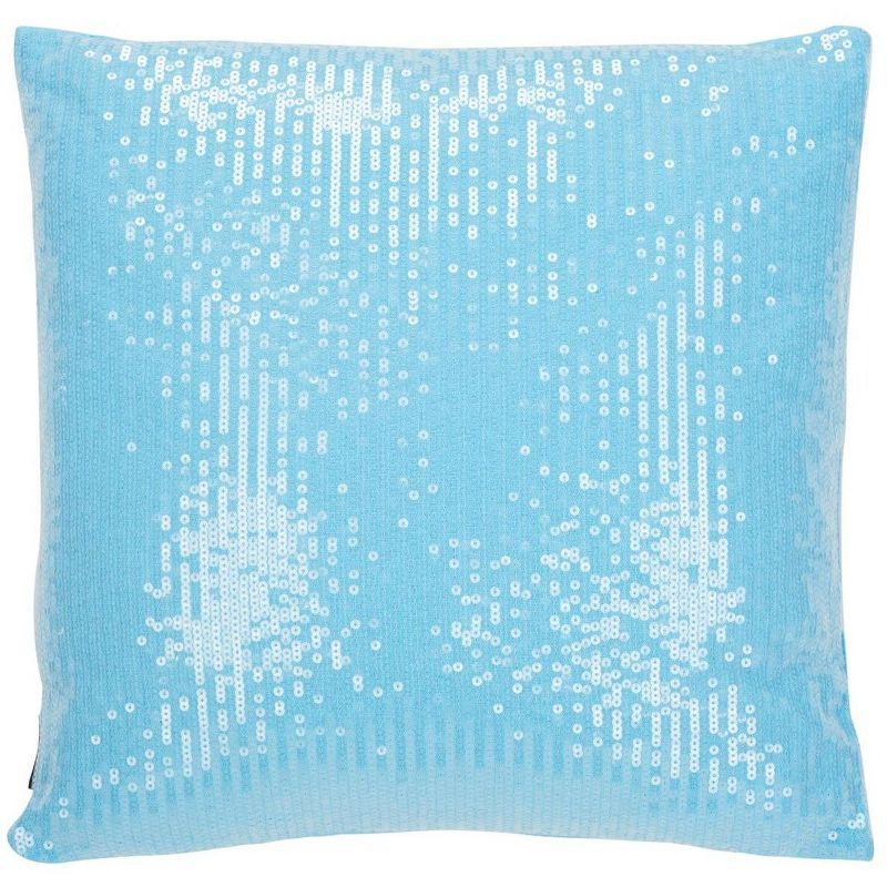 Gaila Blue Sequined Cotton 18'' Square Throw Pillow