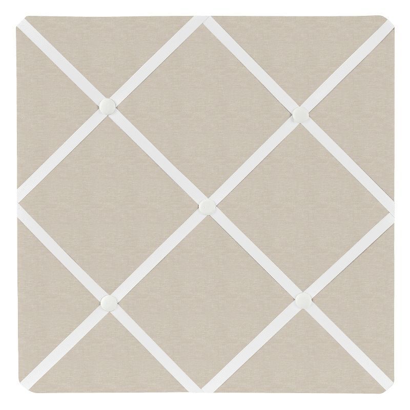 Taupe and Ivory Fabric Memo Board with Button Detail