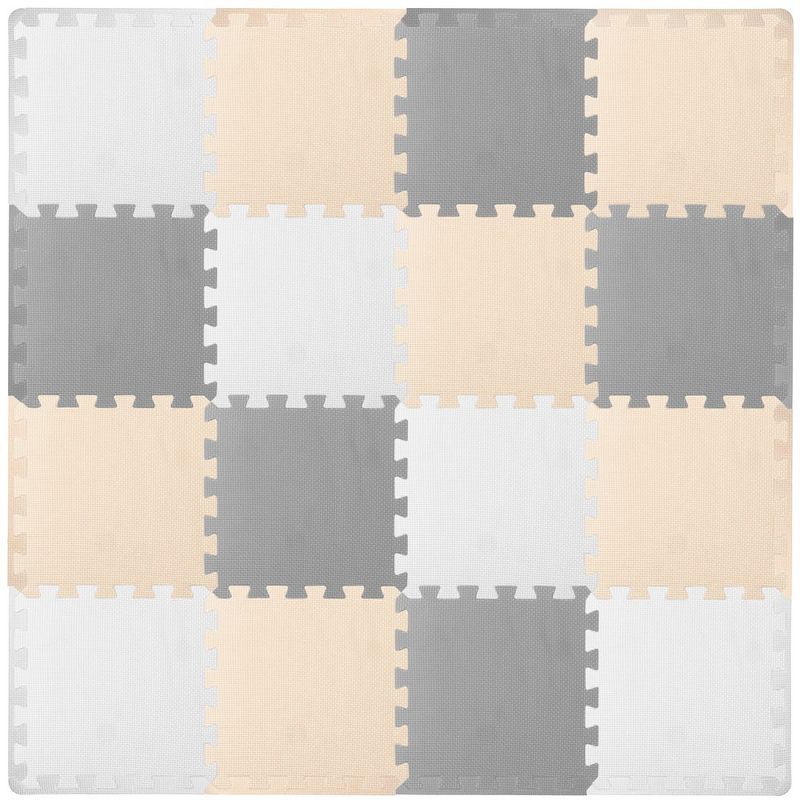 48" Square White, Grey, Beige Foam Puzzle Play Mat
