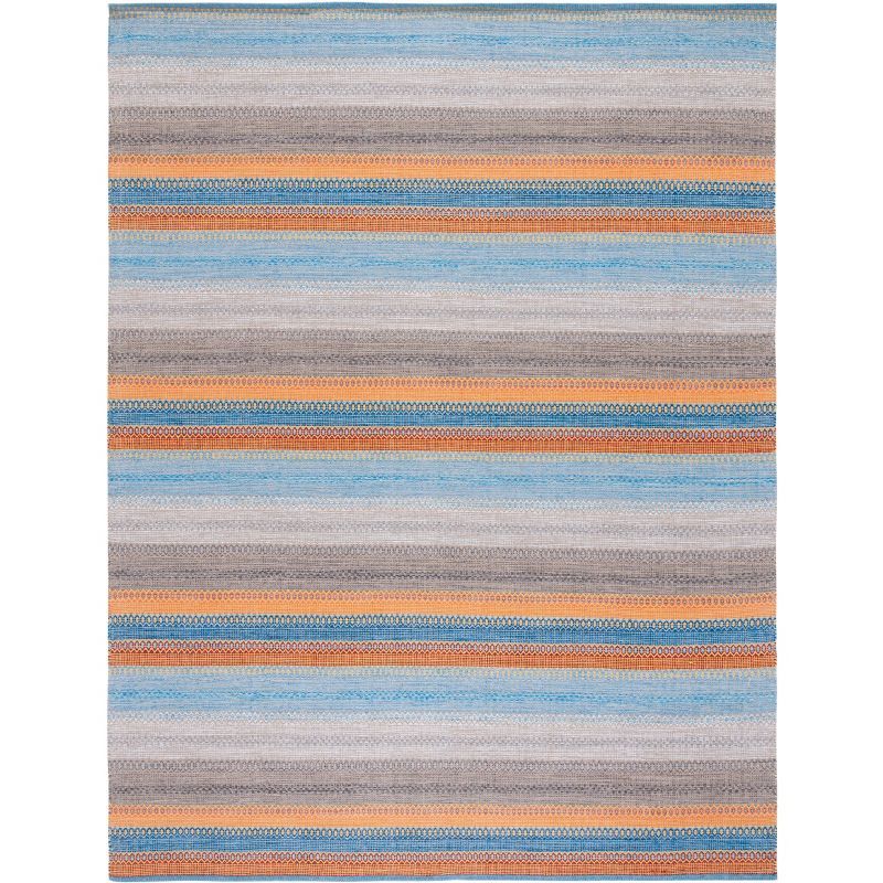 Coastal Charm Gray Stripe Handwoven Cotton Area Rug 8' x 10'