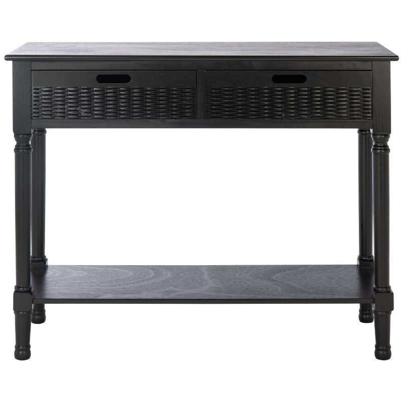 Landers Black Wood 2-Drawer Console Table with Storage