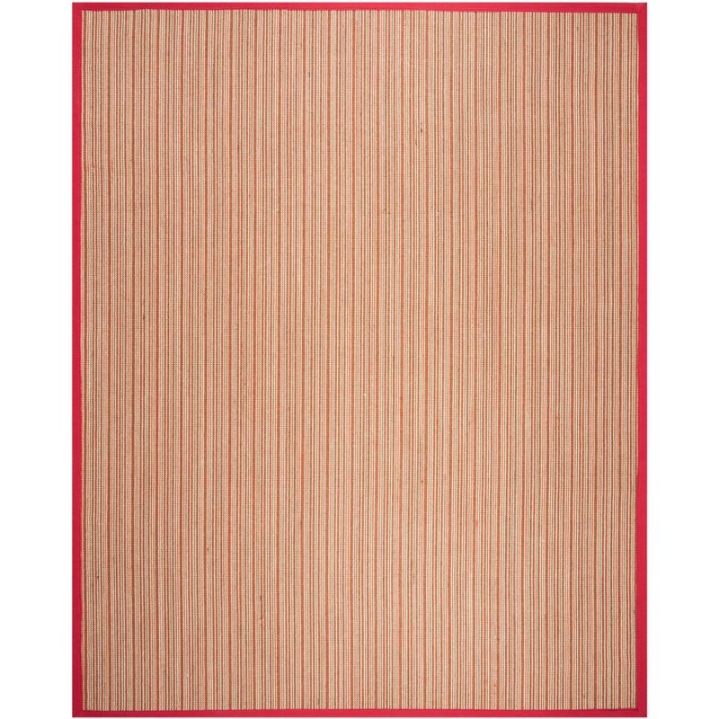 Coastal Charm Handmade Sisal & Jute 8' x 10' Red Stripe Area Rug