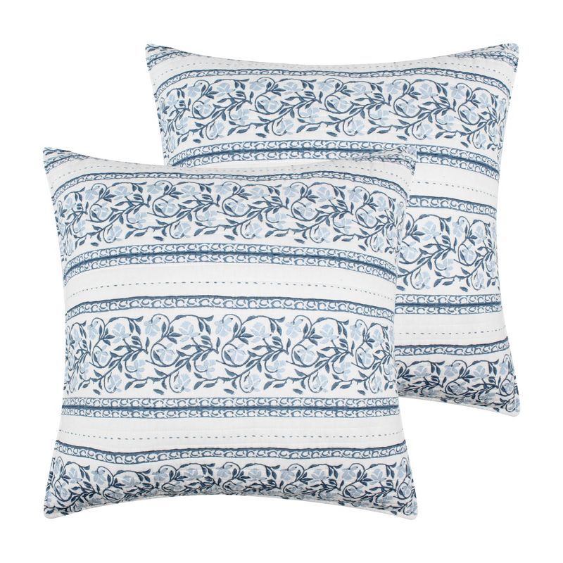 Adare Blue Floral Cotton Euro Shams Set of 2