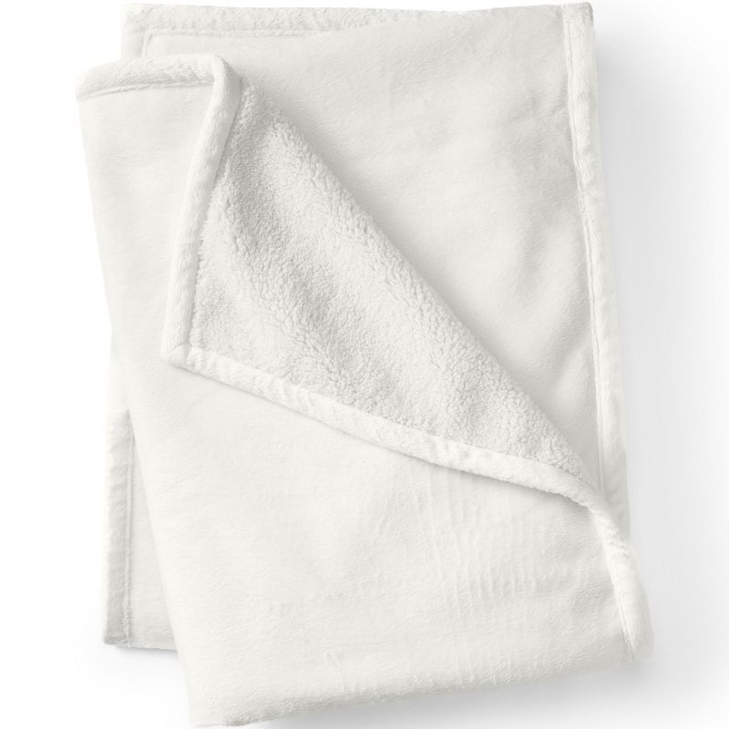 Ivory Reversible Fleece and Sherpa Throw Blanket