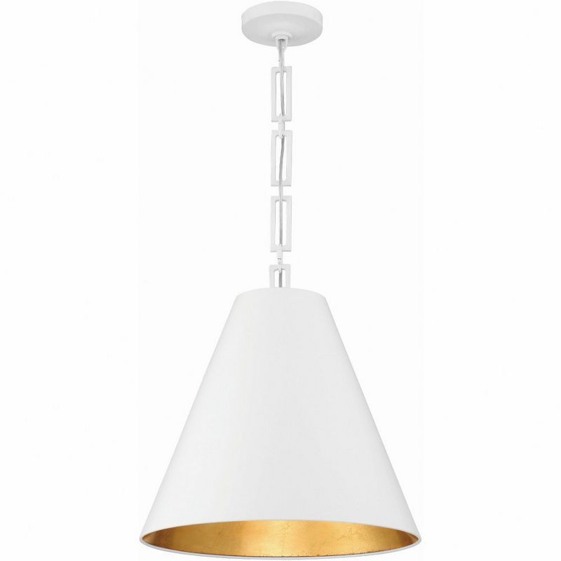 Alston Matte White and Antique Gold Drum Chandelier with Iron Shade