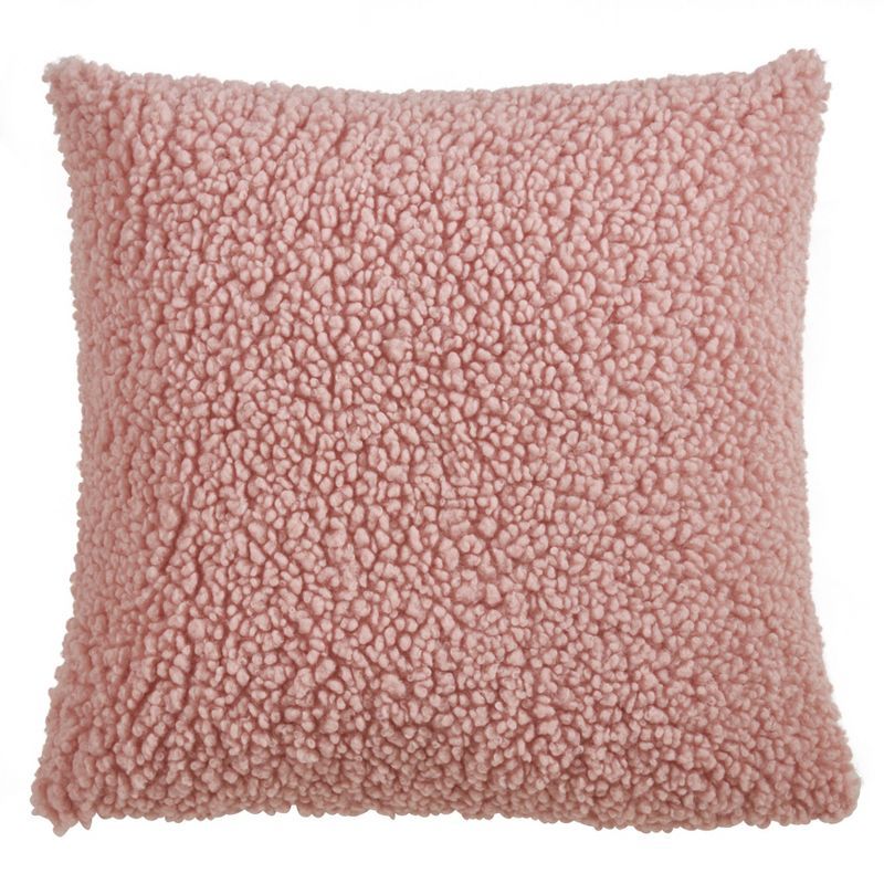 18" Blush Faux Fur Square Decorative Pillow