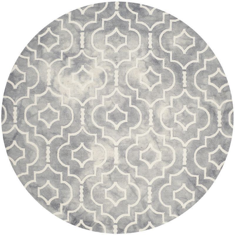 Gray Round Hand-Tufted Wool Reversible Rug, 5' x 5'