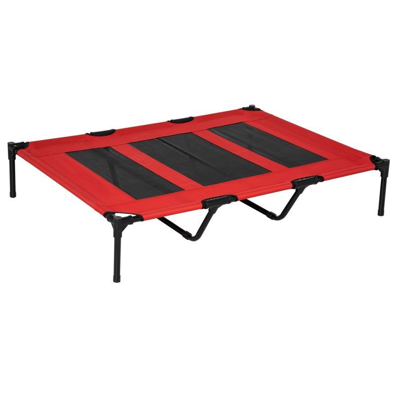 PawHut Red Elevated Steel Frame Dog Bed with Mesh