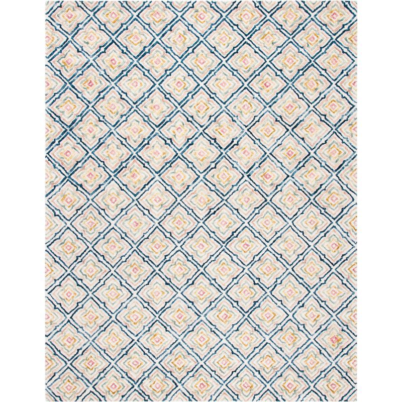 Elegant Ivory and Navy Hand-Tufted Wool Area Rug - 8' x 10'