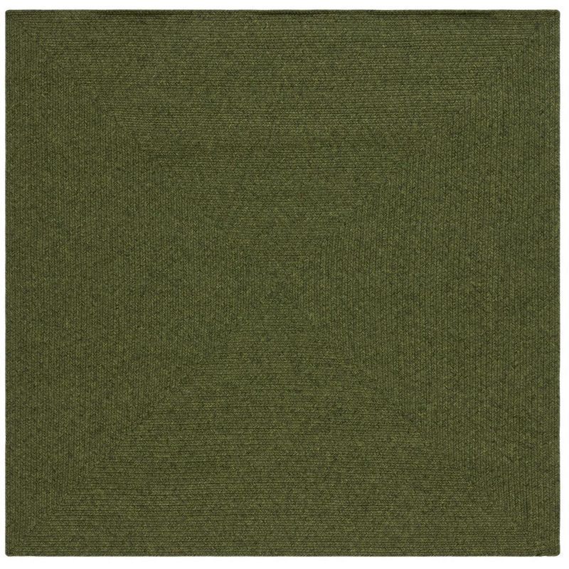 Handmade Green Braided 3' x 3' Square Area Rug