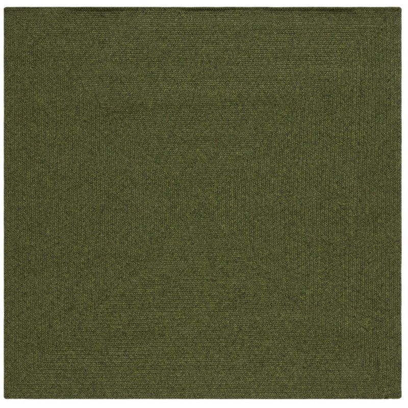 Handmade Cotton & Synthetic Braided 8' Square Green Area Rug