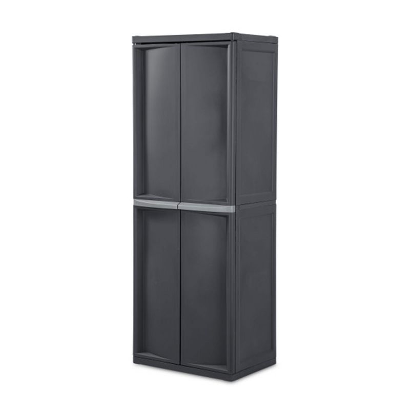 Gray Lockable Plastic Storage Cabinet with Adjustable Shelves