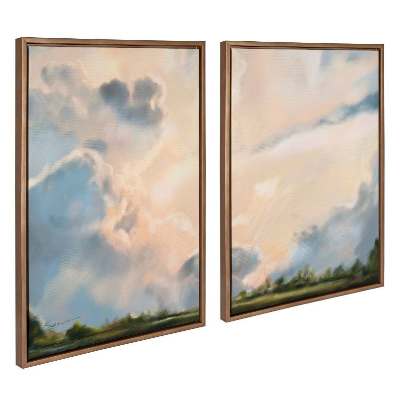 Sylvie Clouds Framed Canvas Set by Mary Sparrow