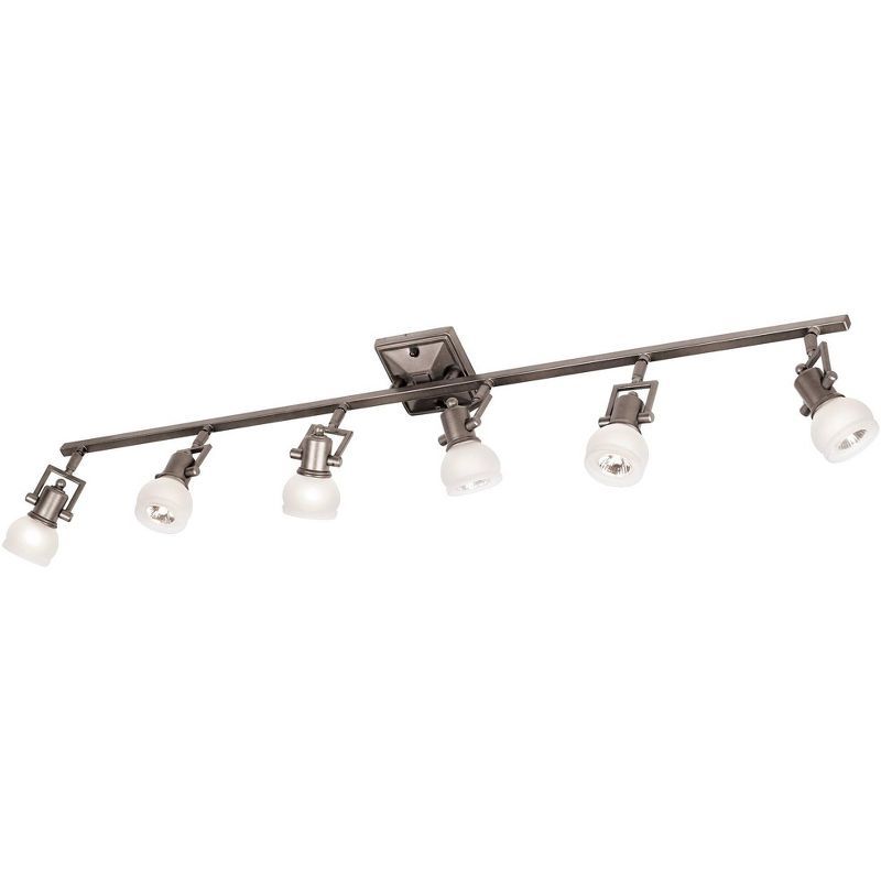 Adjustable Pewter 50" 6-Light LED Track Ceiling Fixture with Frosted Glass