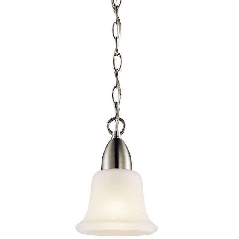 Elegant Brushed Nickel Mini Pendant with Satin Etched Glass