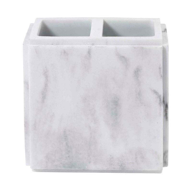 Catania Marble-Inspired Gray and White Resin Toothbrush Holder