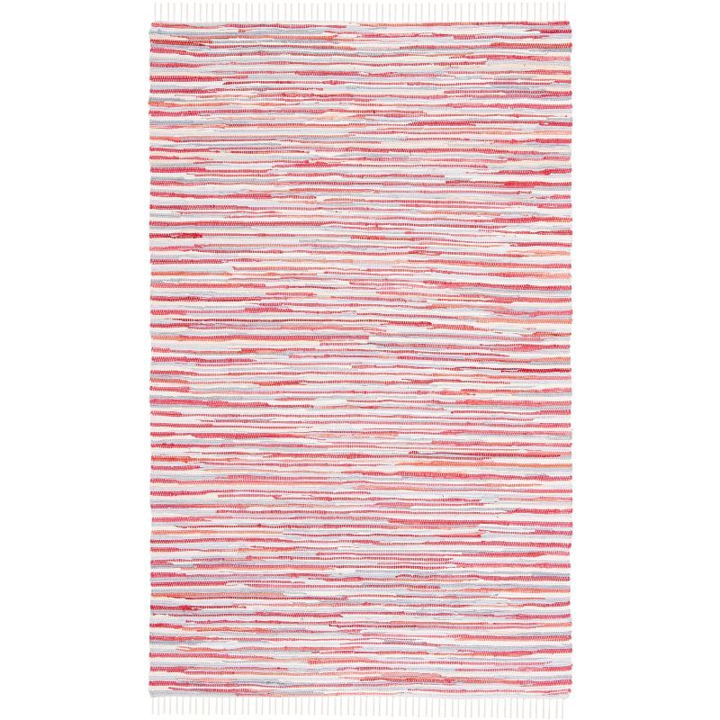 Handmade Red and Multicolor Cotton Stripe 4' x 6' Rug