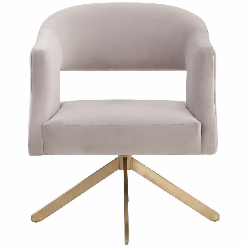 Aurora Geometric Back Swivel Accent Chair in Pale Taupe Velvet