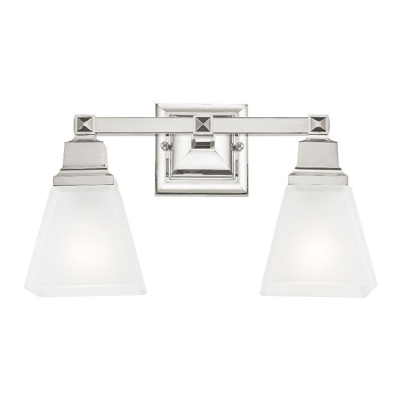 Polished Chrome 2-Light Vanity with Frosted Glass Shades
