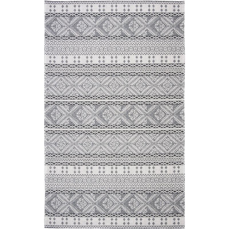 Gray and Anthracite Flat Woven Reversible 4' x 6' Rug