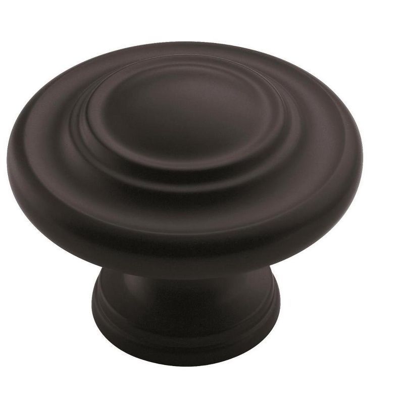 Matte Black 1-3/4 Inch Round Cabinet Knob with Mounting Hardware