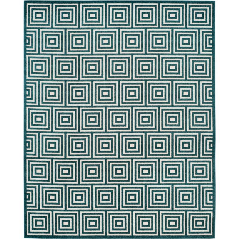 Cottage Elegance 79'' Cream & Turquoise Synthetic Area Rug