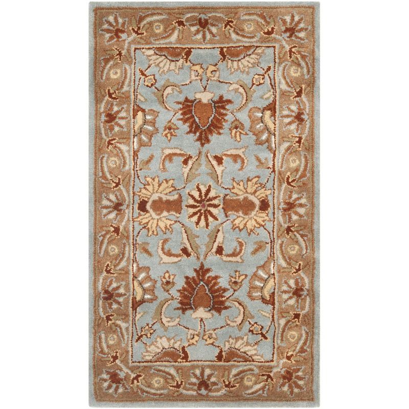 Blue and Beige Hand-Tufted Wool Area Rug, 2'3" x 4'