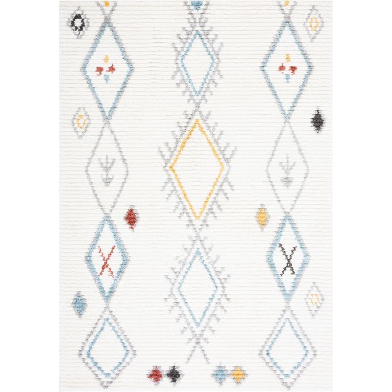 Ivory and Gray Synthetic Hand-knotted Rectangular Area Rug