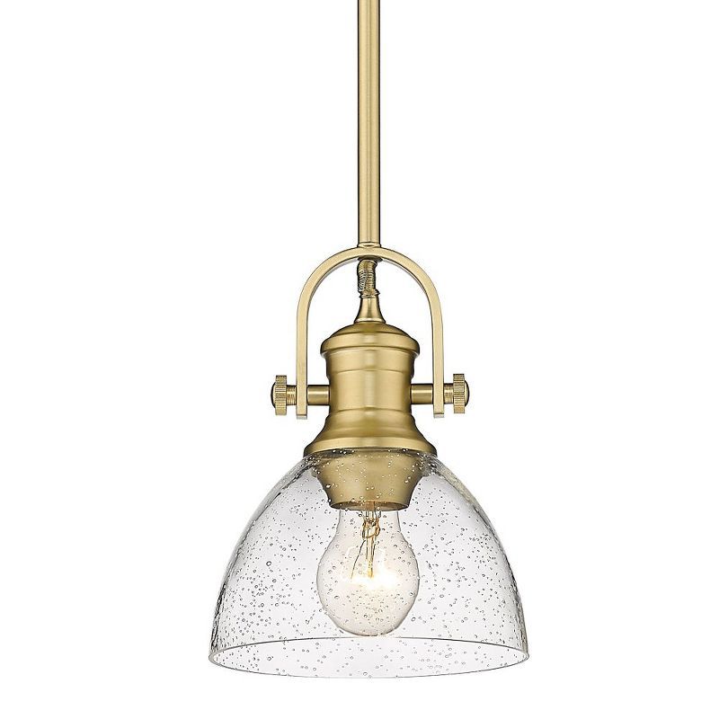 Brushed Champagne Bronze Mini Pendant with Seeded Glass Shade