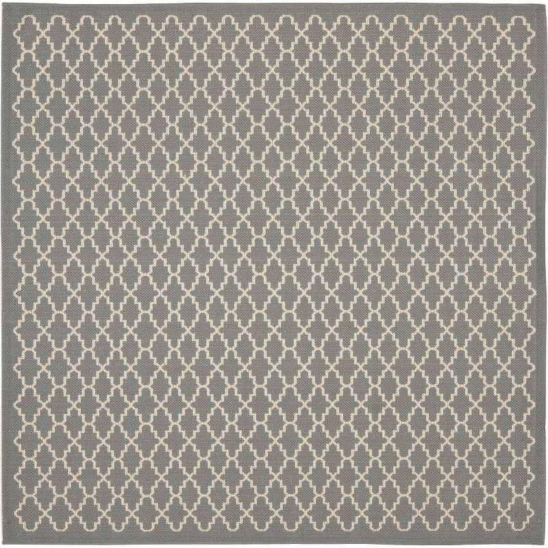 Anthracite & Beige 4' Square Synthetic Easy-Care Outdoor Rug