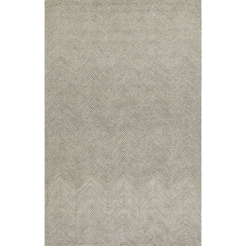 Gray Herringbone Hand Tufted Wool 2' x 3' Rug