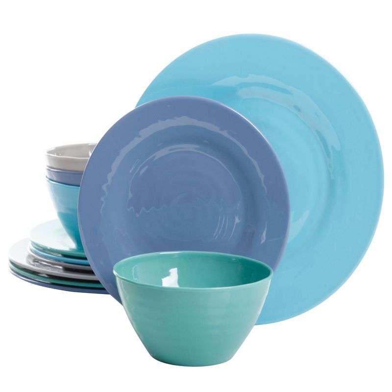 Gibson Brist 12-Piece Assorted Color Melamine Dinnerware Set