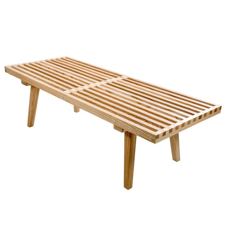 Natural Wood 48" Slatted Bench with Storage