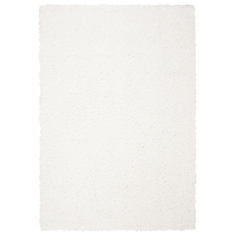 August 3' x 5' White Synthetic Shag Area Rug