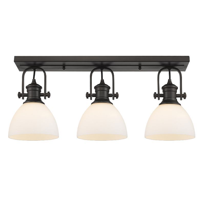 Hines 25" Rubbed Bronze and Opal Glass Semi-Flush Light