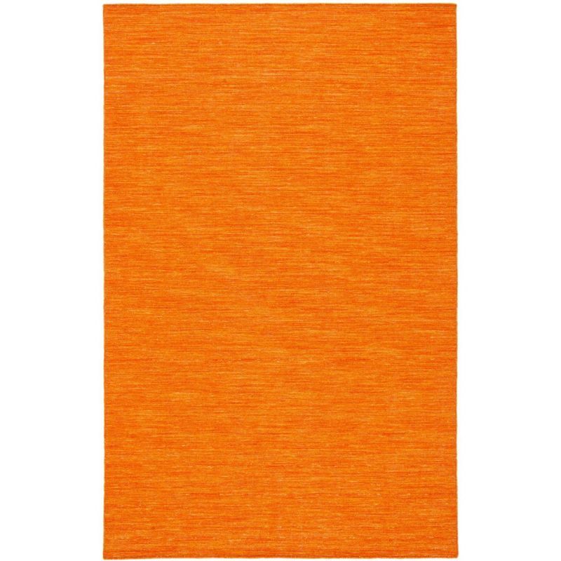 Handmade Orange Wool and Cotton Flat Woven Rug, 4' x 6'
