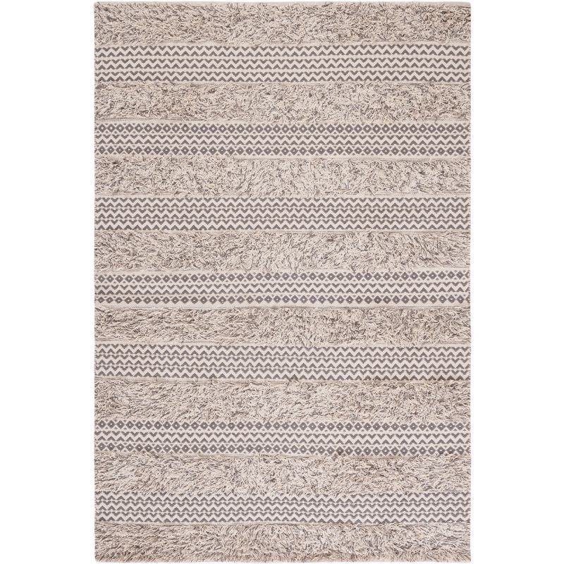 Handwoven Gray Cotton 4' x 6' Beach House Style Area Rug