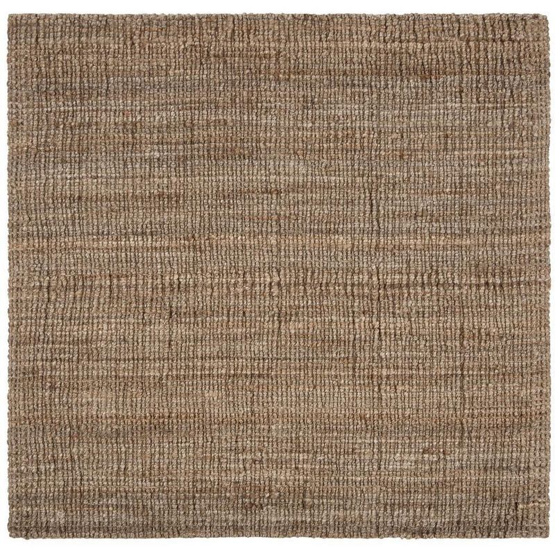 Hand-Knotted Natural/Grey Jute 8' x 8' Square Area Rug