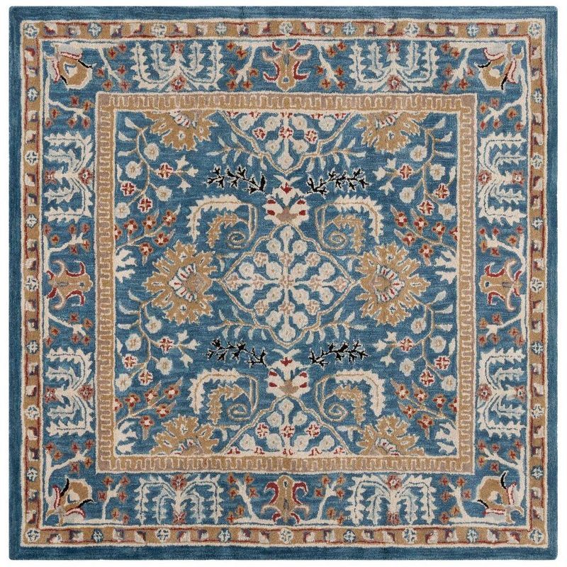 Antiquity Hand-Tufted Dark Blue Wool 6' Square Rug