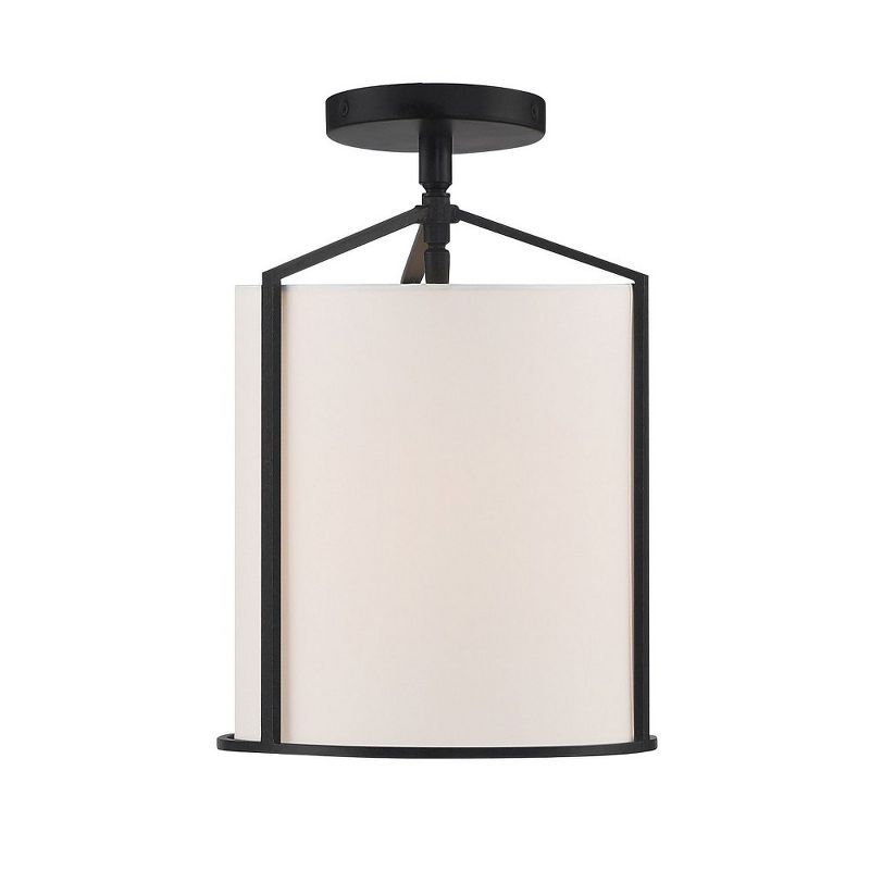 Carlyn Elegant Black Drum Pendant with Silk Shade