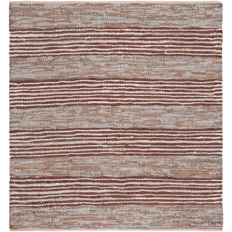 Mod-Chic 6' Square Beige & Natural Wool-Cowhide Area Rug