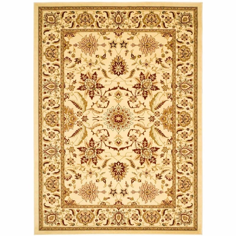 Ivory Floral Hand-knotted Synthetic Area Rug 5'3" x 7'6"