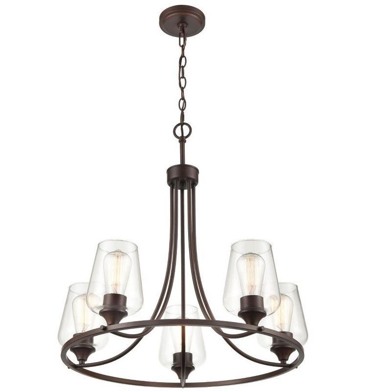 Ashford Rubbed Bronze 5-Light Chandelier with Clear Glass Globes