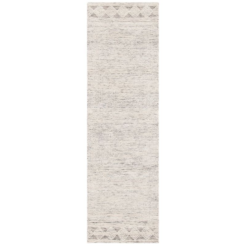 Ivory and Grey Abstract Hand-Tufted Wool Rug, 2'3" x 4'