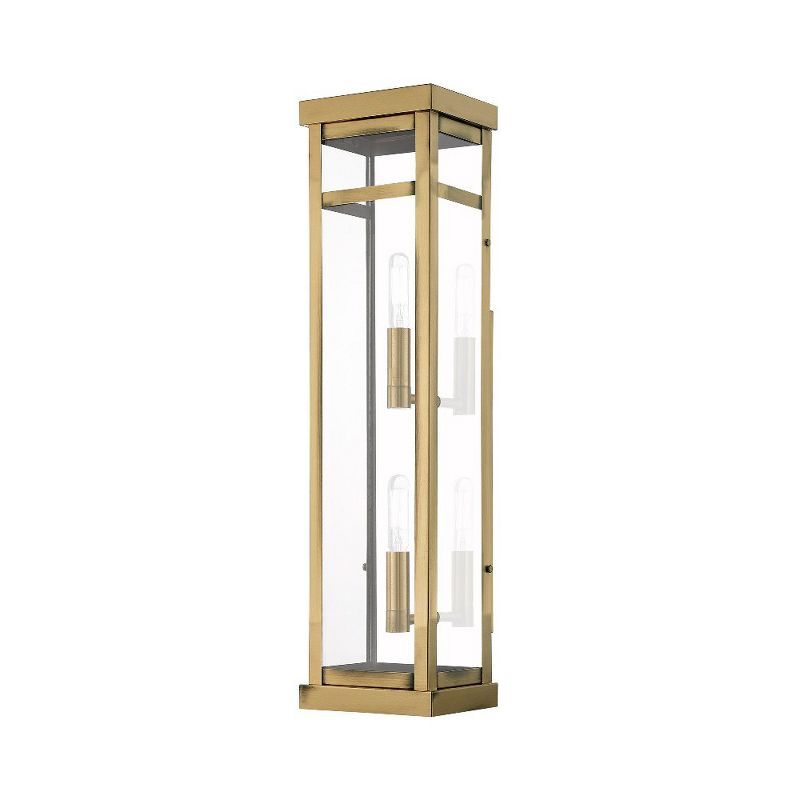 Elegant Antique Brass Dimmable Lantern Sconce with Clear Glass